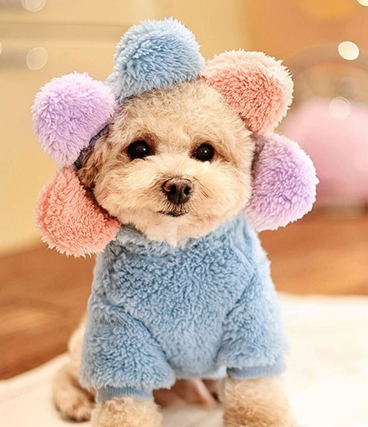 Pet Plush Flower Hoodie for Dogs and Cats
