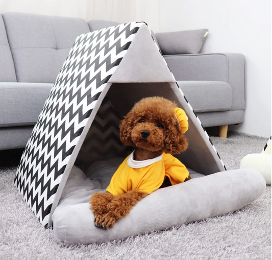 Pet Geometric black and white Tent Design Dog Bed and Cat Bed