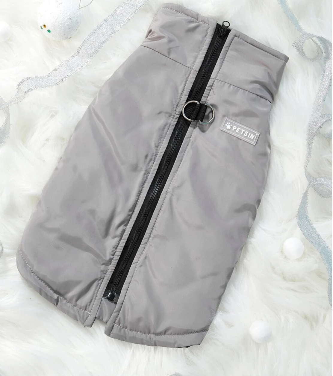 Grey Padded Waterproof Dog Coat