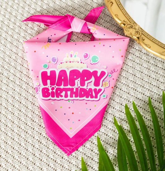 Happy Birthday Pink Pet Bandana for Dogs or Cats