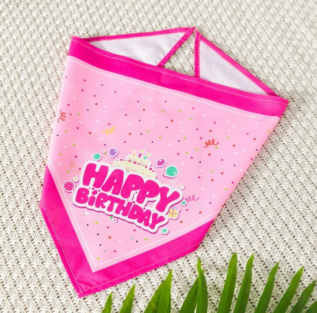 Happy Birthday Pink Pet Bandana for Dogs or Cats