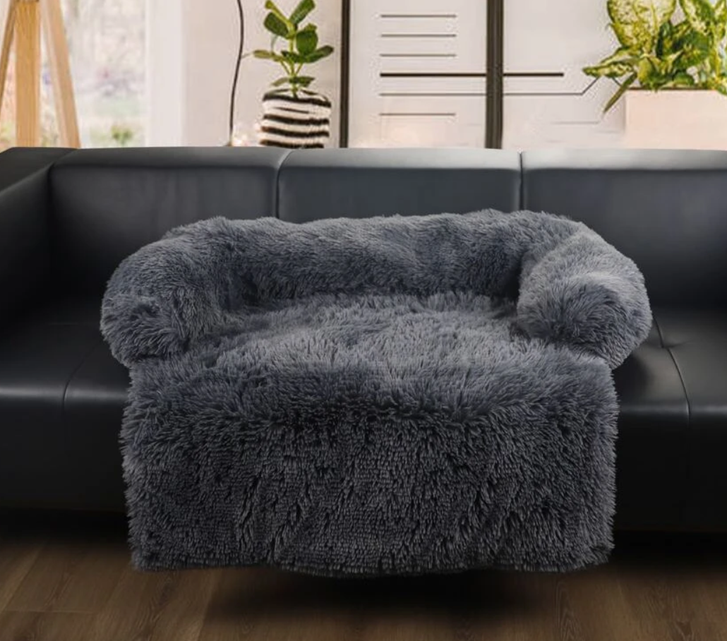 Grey Plush Protective Furniture Pet Bed for The Sofa for Dogs and Cats