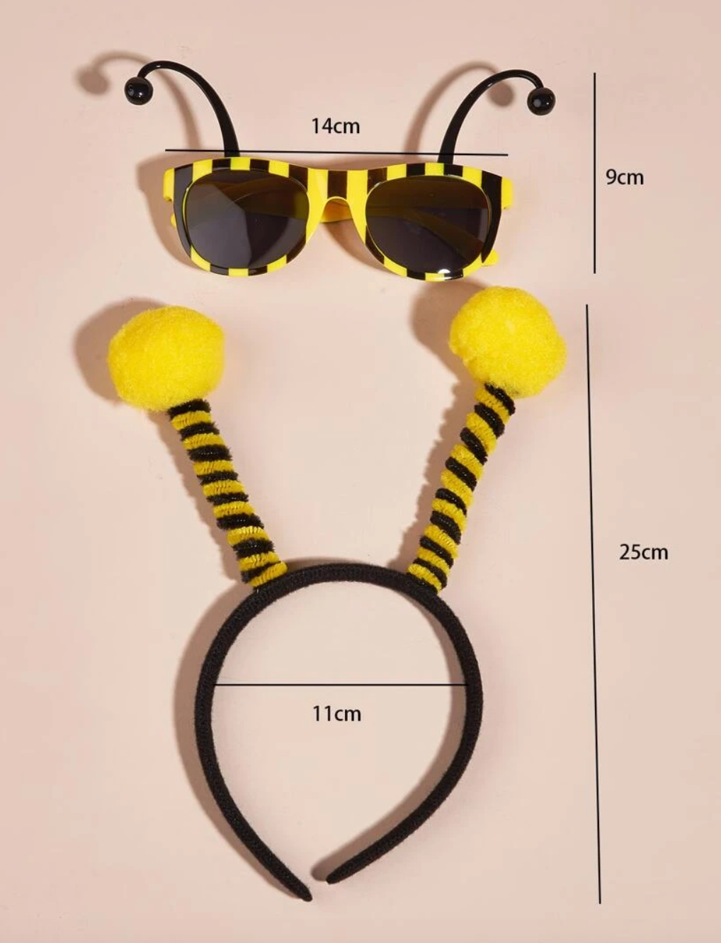 Dog Buzzy Bee Party Glasses and Pom Pom Head Band Set
