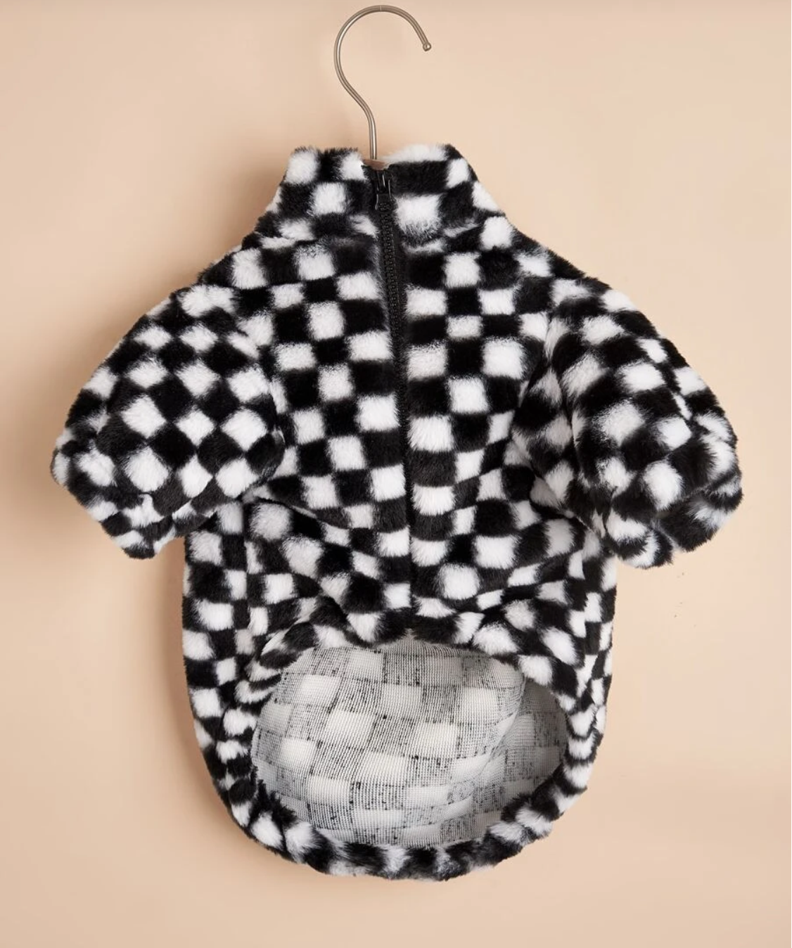 Black and White Check Pet Fleece Sweatshirt for Dogs and Cats