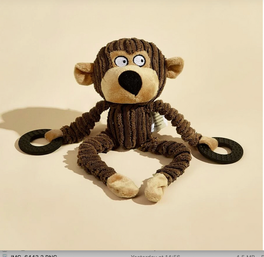 Monkey Plush Squeaky Chew Dog Toy