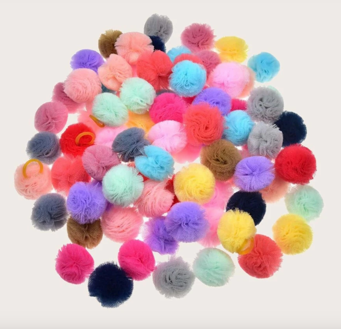 5 Pack Pom Pom Hair Accessories On  Elastic